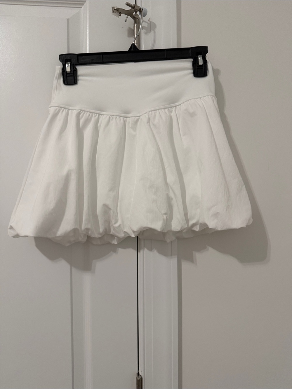aerie White Bubble Hem Skater Mini Skirt